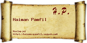 Haiman Pamfil névjegykártya